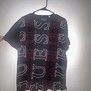 GUESS Black and Red Logo Tee